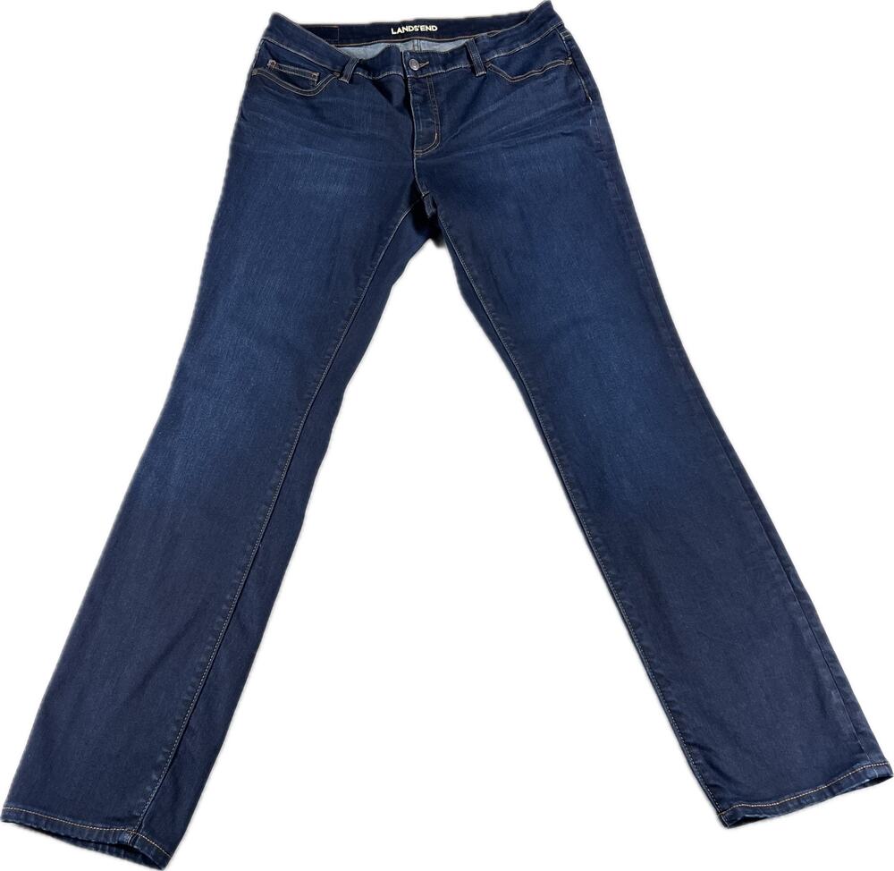 Lands' End Not-Too-Low Rise Slim Leg Dark Wash Jeans Size 12